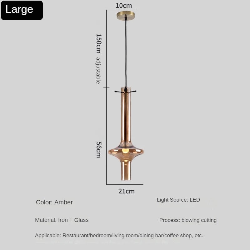 lustre en verre à joint en bambou créatif pour décoration intérieure - vue 8 sur 12
