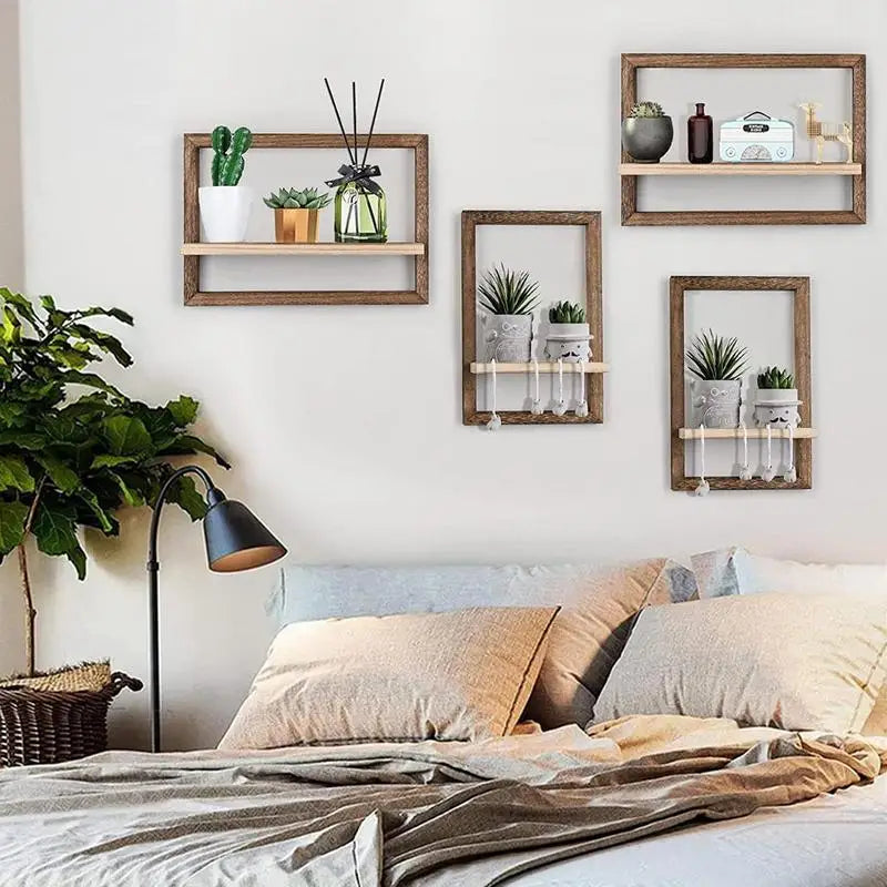 étagères flottantes murales en bois pour un rangement décoratif