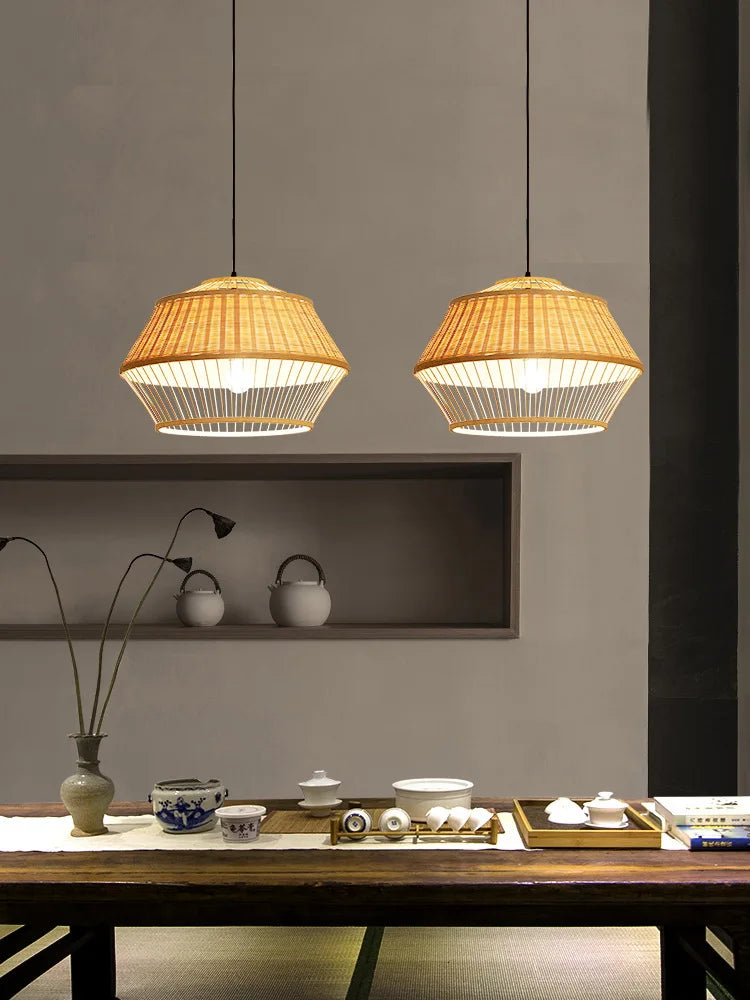 suspension luminaire en bambou pour restaurant hôtel - vue 4 sur 11