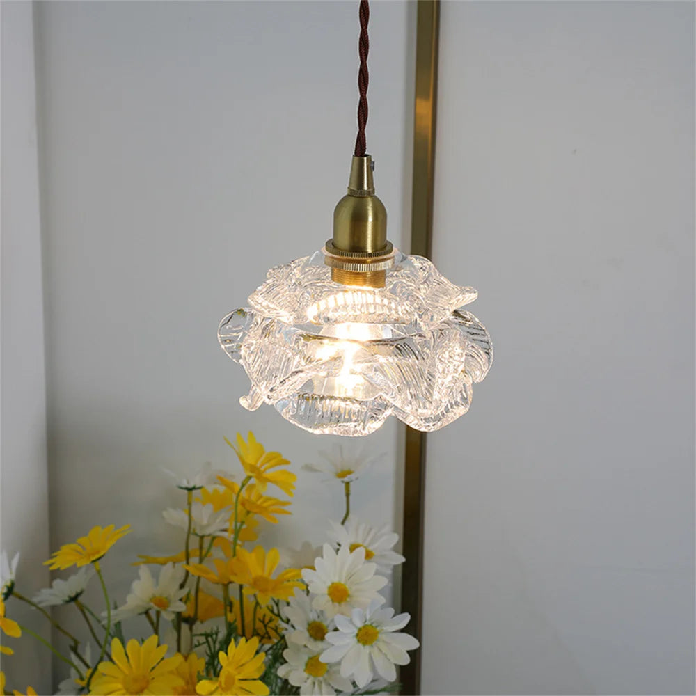 suspension vintage nordique en verre et laiton pour éclairage domestique - vue 3 sur 8