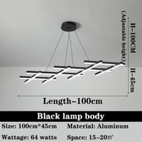 lustre led minimaliste moderne avec bandes lumineuses créatives