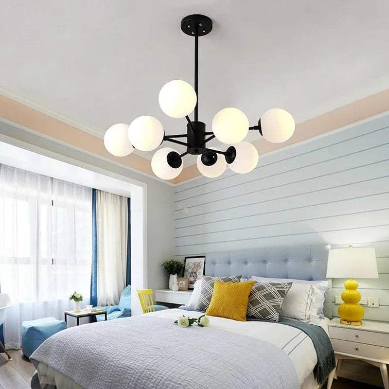 lustre moderne en verre pour intérieur lumineux