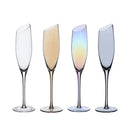 Verres champagne biseautés style nordique effet changeant