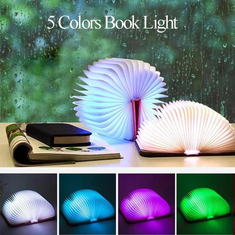 3D pliant créatif LED veilleuse RGB couleur USB Recharge en bois livre lumière décor chambre bureau lampe de Table pour enfant cadeau d'anniversaire - vue 3 sur 10