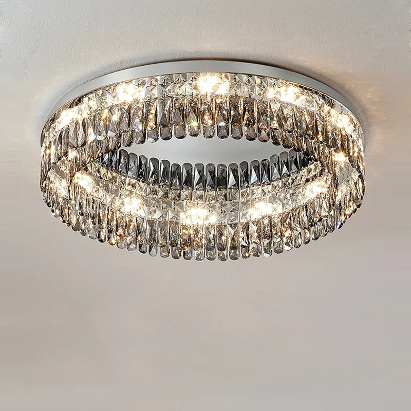 plafonnier led carré rectangulaire en cristal doré intensité variable - vue 6 sur 18