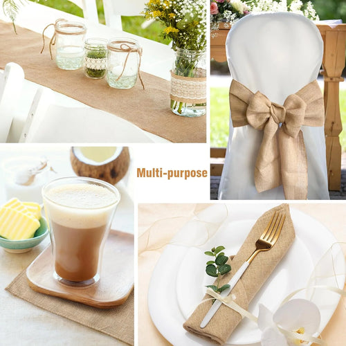Chemin de table jute beige style rustique ferme - vue 7 sur 6