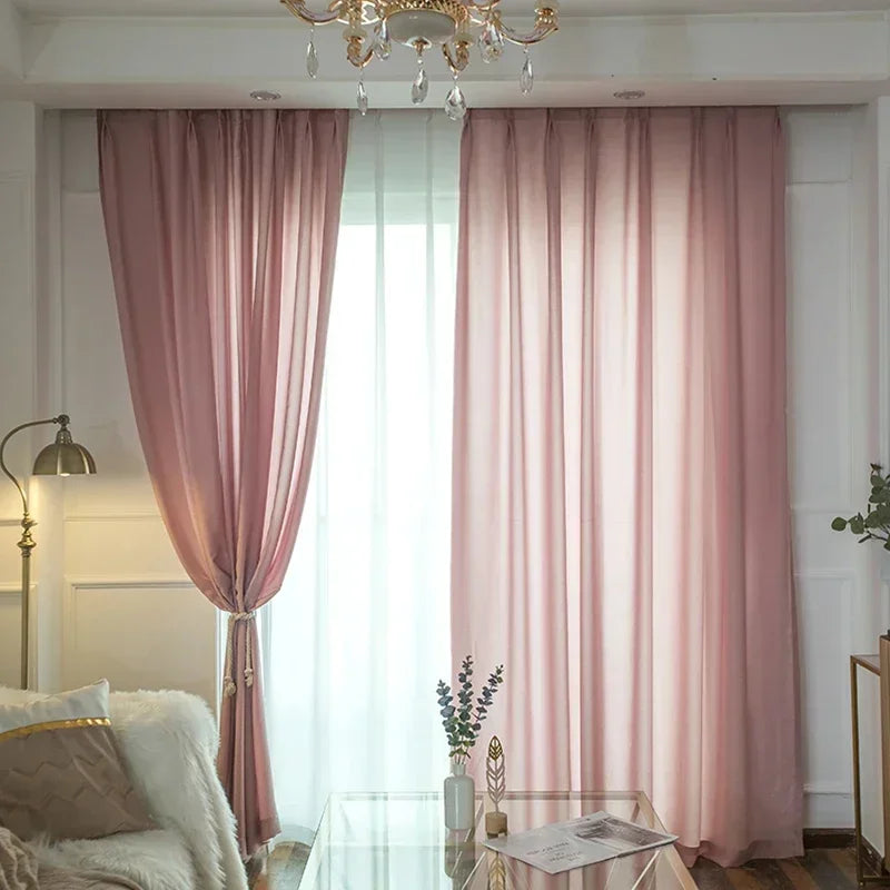 Voilage tulle semi froissé moderne pour salon chambre