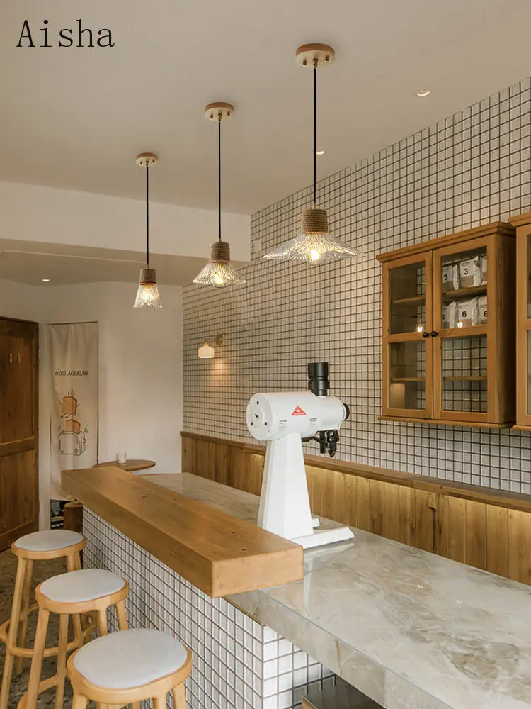 lustre nordique japonais trois têtes design créatif intérieur suspendu - vue 4 sur 13