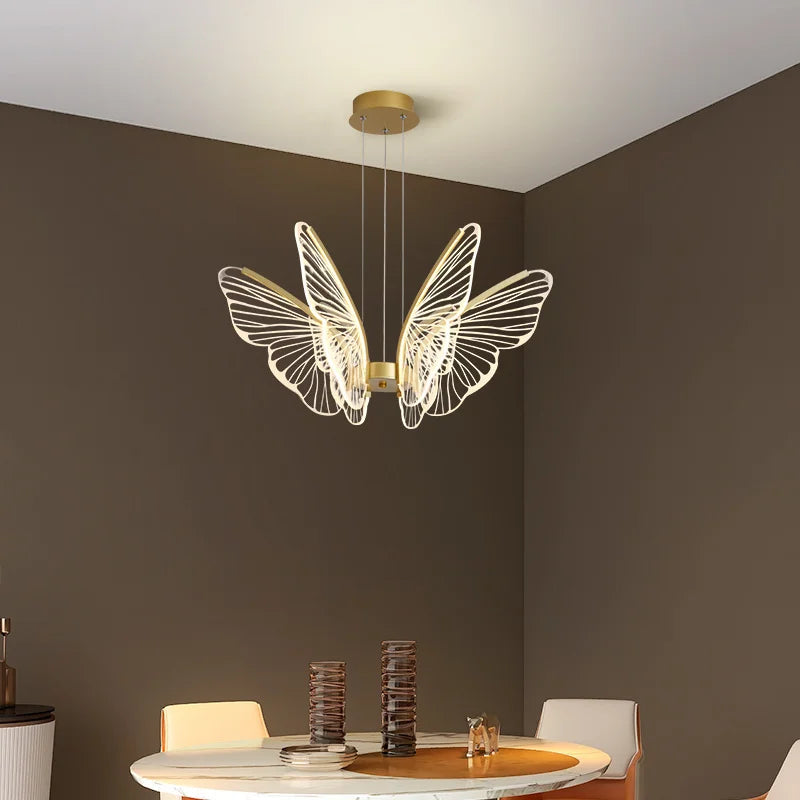 lustre led papillon design nordique moderne pour intérieur décoratif - vue 5 sur 8