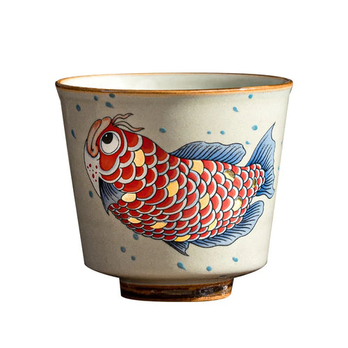 tasse thé céramique style chinois motif arowana coffret