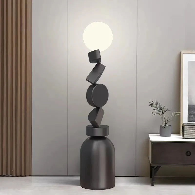 lampadaire design rond en verre pour décoration moderne - vue 4 sur 12