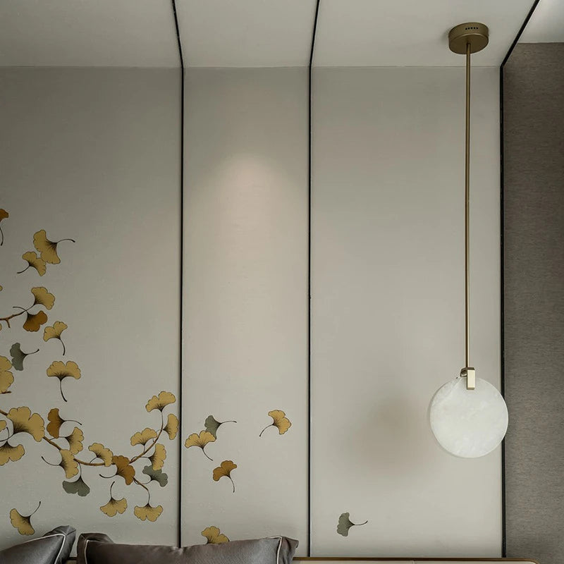 lustre moderne en marbre créatif led imitation luxe - vue 6 sur 10