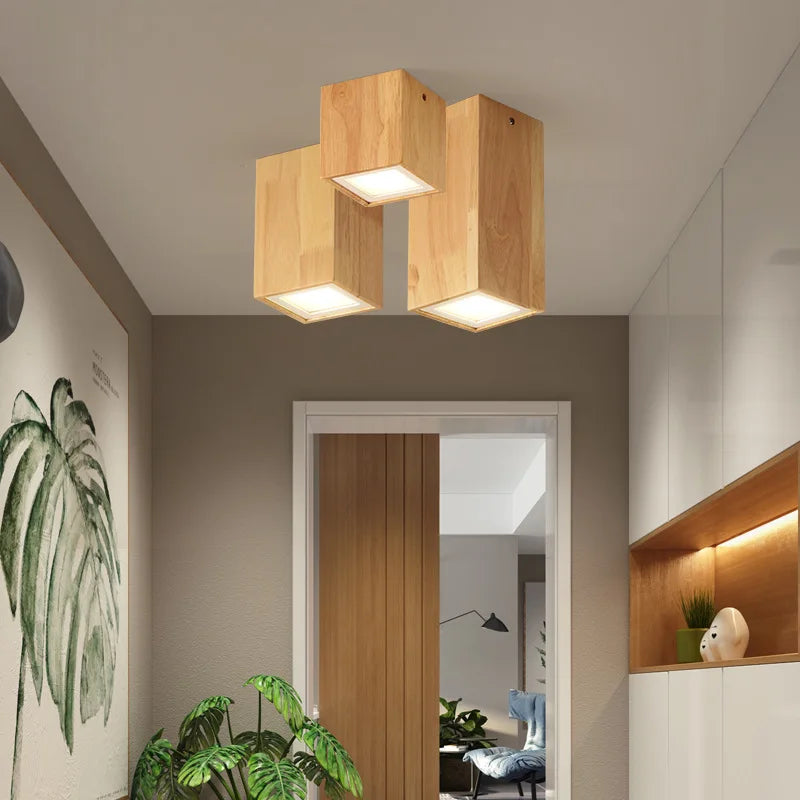 plafonnier led moderne en bois pour décoration intérieure - vue 5 sur 12