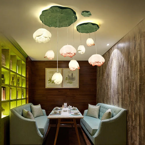 suspension lotus en verre pour décoration d intérieur