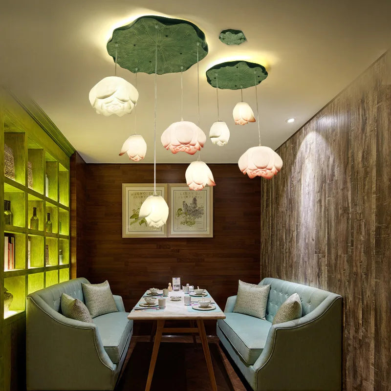 suspension lotus en verre pour décoration d intérieur - vue 5 sur 18