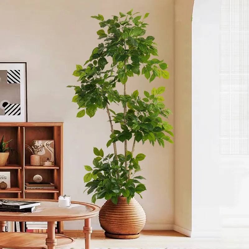 grand arbre artificiel ficus avec feuilles réalistes pour décoration intérieure