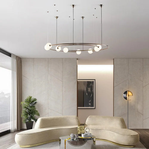 lustre postmoderne créatif minimaliste éclairage anneau rond design élégant - vue 2 sur 12