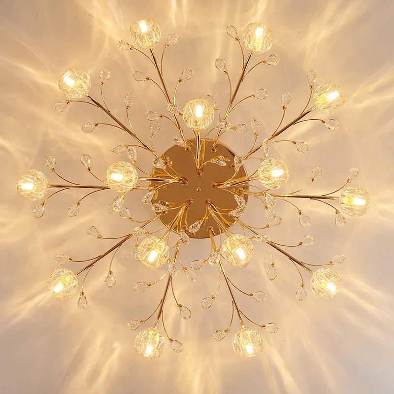 lustre nordique de luxe en cristal fleur verre led décoratif - vue 7 sur 9