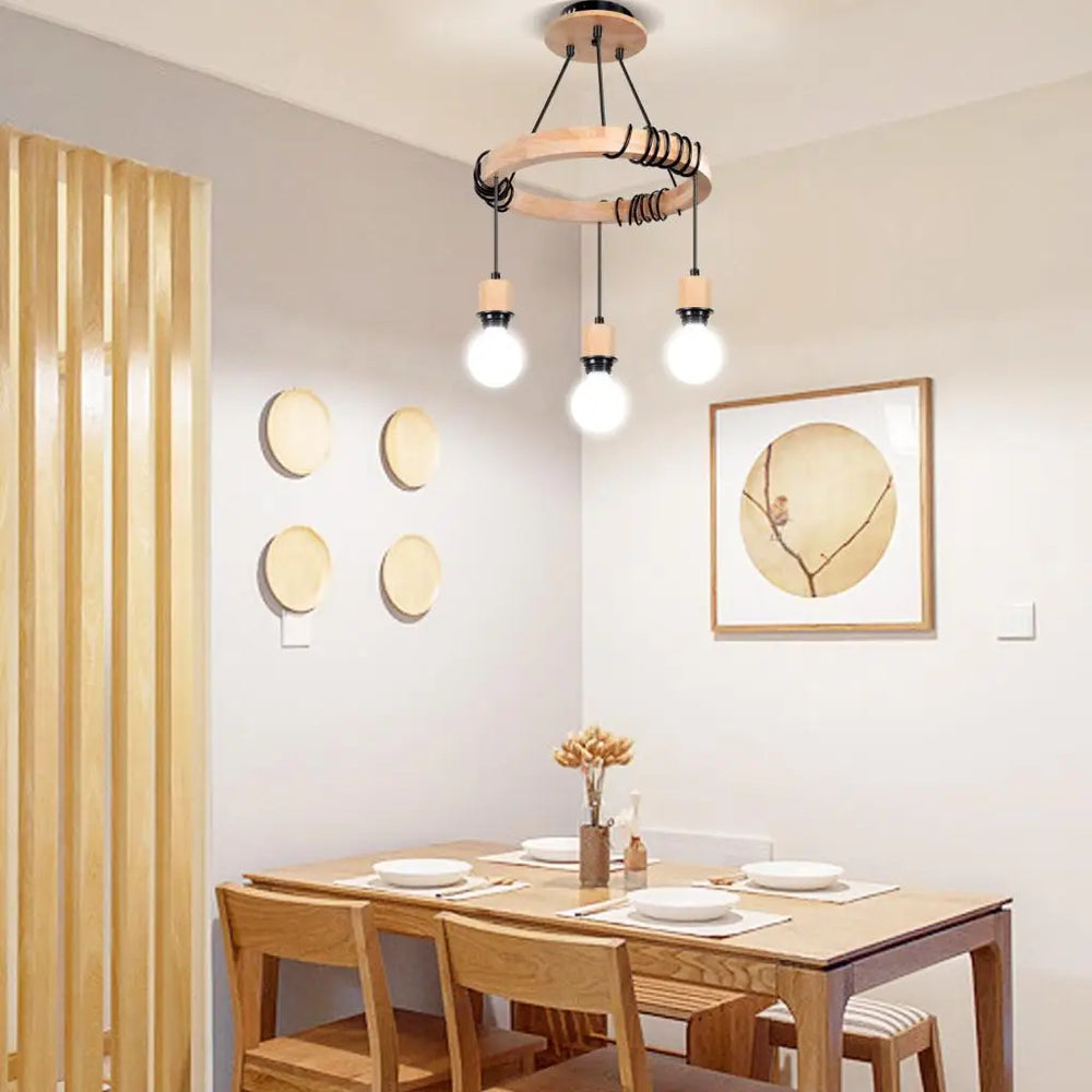 Suspension industrielles araignée nordique lustres en bois 3 têtes E27 rétro Loft lampes suspendues pour chambre salon cuisine