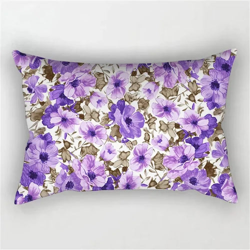 housse de coussin décorative motif arc-en-ciel fleurs rouges roses