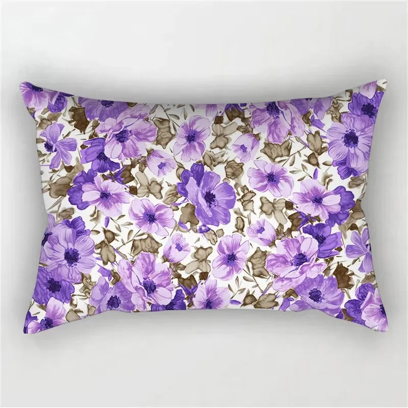housse de coussin décorative motif arc-en-ciel fleurs rouges roses