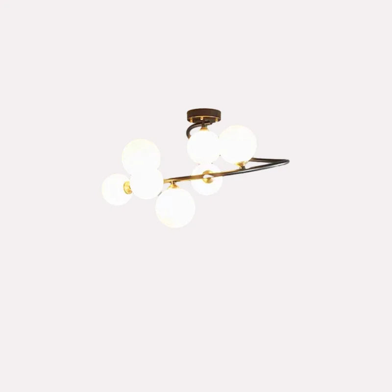 lustre moderne en verre et cuivre noir pour intérieur - vue 6 sur 9