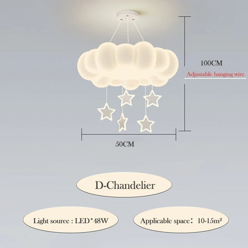 lustre moderne nuages romantique pour chambre enfant décoration intérieur - vue 9 sur 12