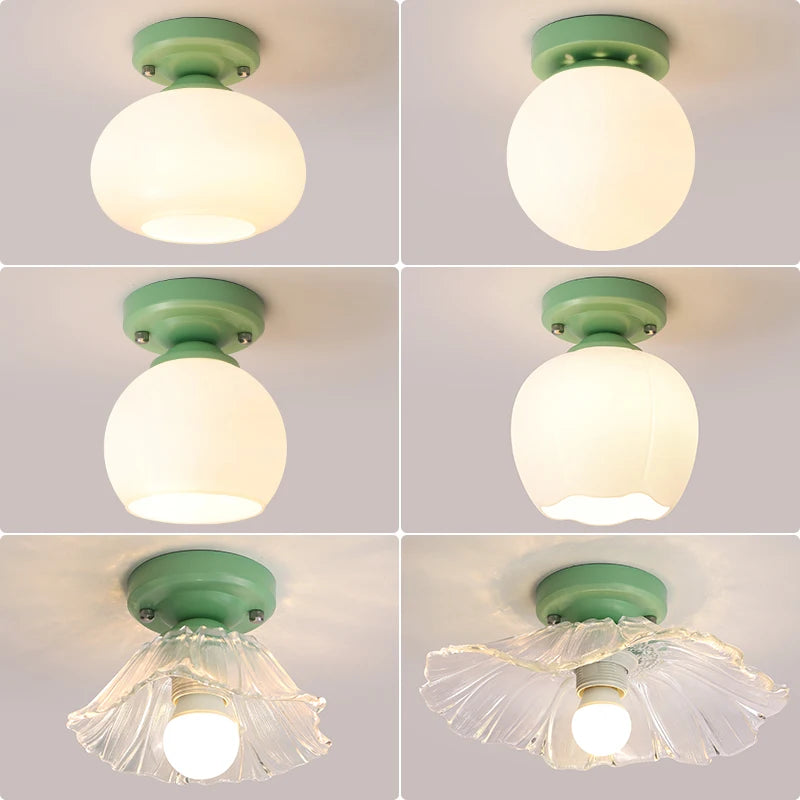 plafonnier led verre montage surface décoratif idéal couloir entrée e27 nordique vert