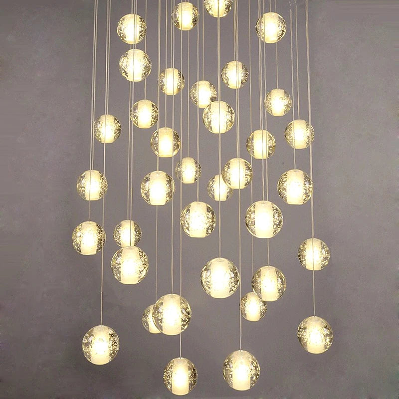 lustre en cristal moderne avec boule tournante led suspendue - vue 3 sur 27