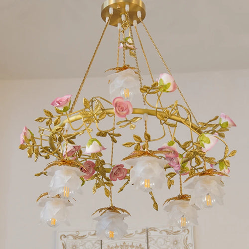 lustre pastoral français en céramique design luminaires suspendus - vue 3 sur 5
