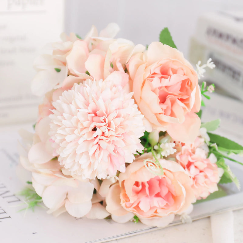 fleurs artificielles soie pivoine hortensia décoration mariage bouquet