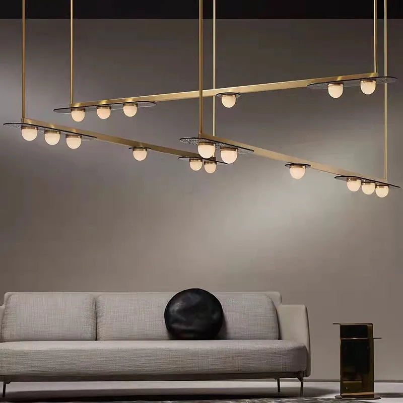 lustre led 	 style art déco suspension en verre - vue 2 sur 8