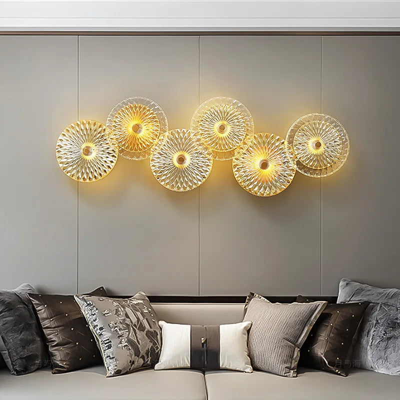 applique murale ronde moderne en cristal avec lumières led nordiques - vue 5 sur 13