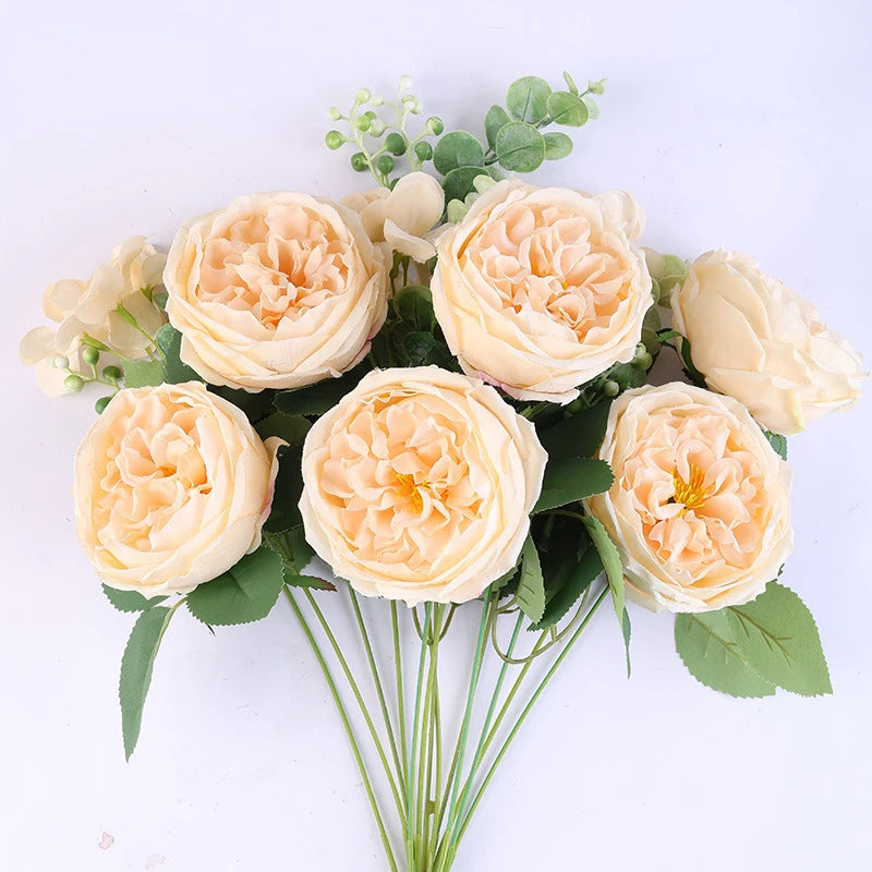 bouquet de roses artificielles en soie pour décoration intérieure - vue 14 sur 16