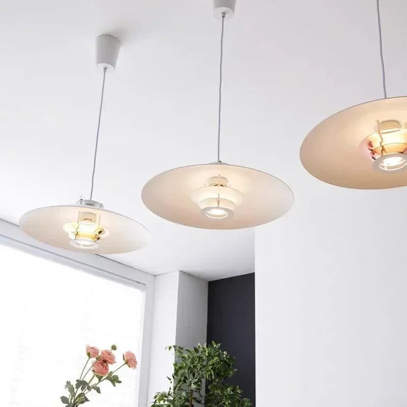 Nordic Circular Pendant Light, Modern Dining Room, Bedroom, Bar Counter, LED Pendant Light, White Warm Light 45cm Light - vue 4 sur 8