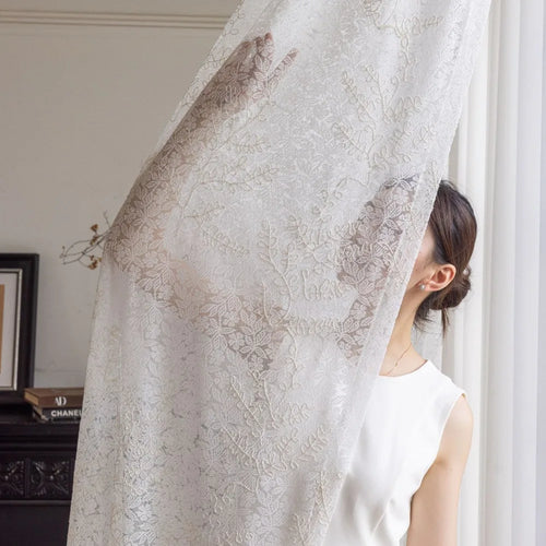 Voilage tulle brodé motifs feuilles pour salon chambre