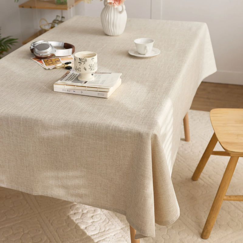 Nappe polyester unie style japonais beige lavable table