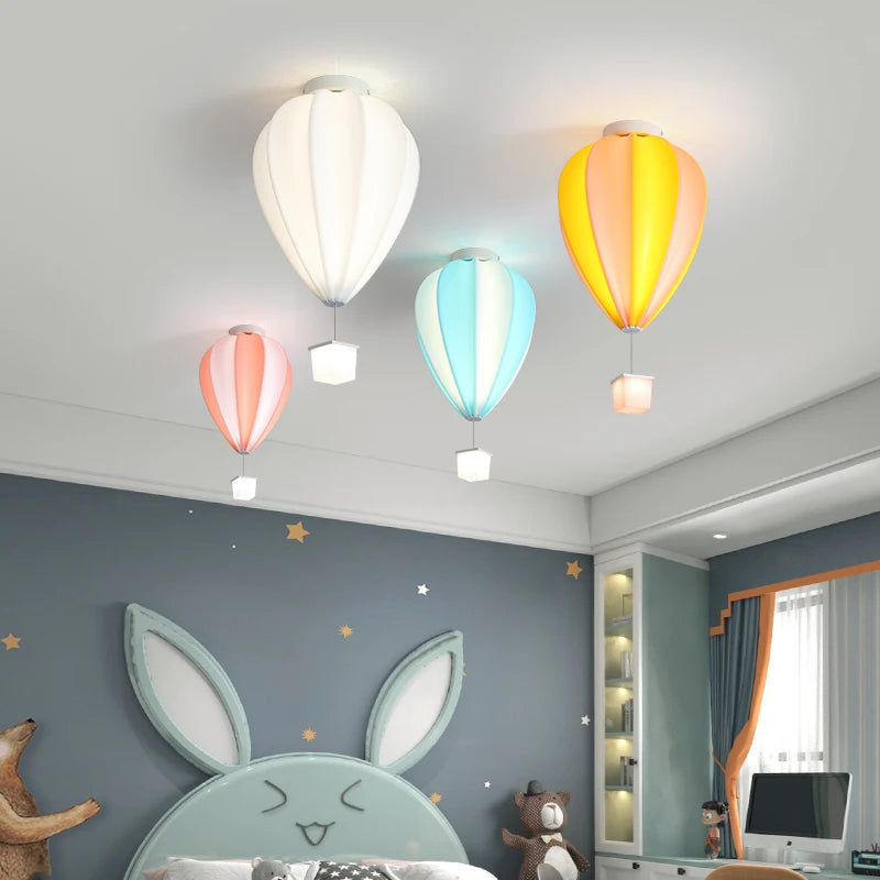 Kids Children's Ceiling Chandelier Light Air Ballon Design Remote Control LED Pendant Chandelier Lamps White Pink Yellow Blue - vue 2 sur 16