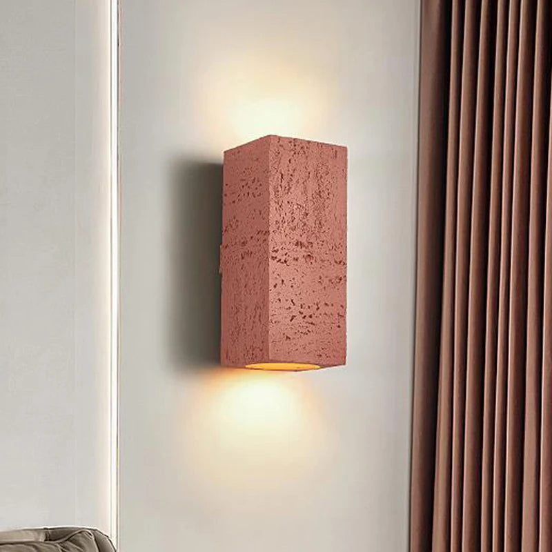 applique led wabi-sabi carrée ciment nordique luminaire décoratif intérieur - vue 5 sur 11