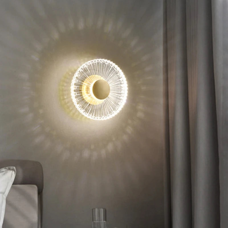 Applique murale led cuivre acrylique décorative intérieur salon chambre table chevet bain miroir - vue 3 sur 8