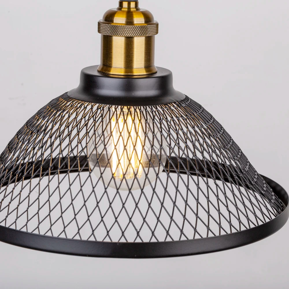 Rétro LED Vintage noir fer Net-Cage cuisine suspension lampe suspendue pour chambre salon Restaurant luminaire - vue 5 sur 13