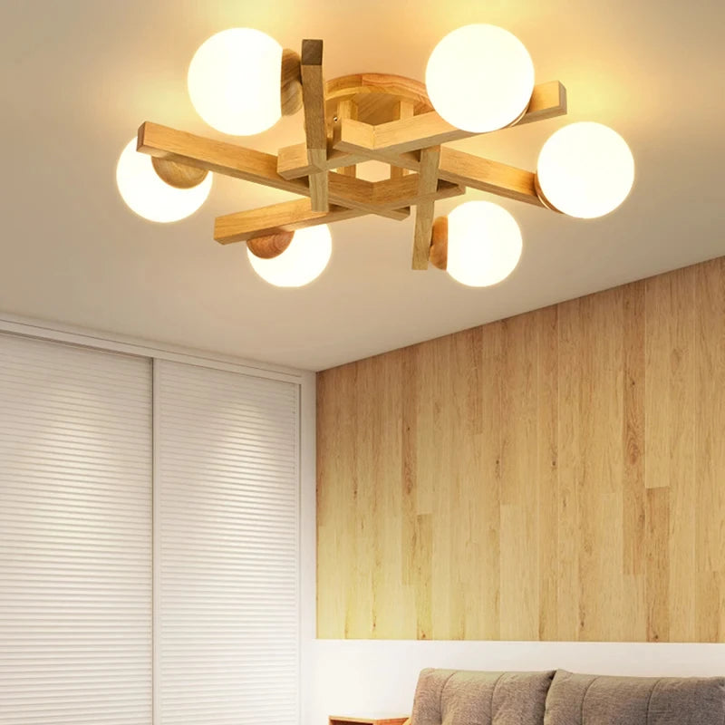 lustre en bois nordique design lumineux pour décoration intérieure - vue 3 sur 11