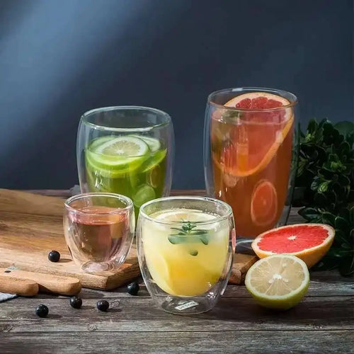 Lot tasses verre borosilicate double paroi isolant