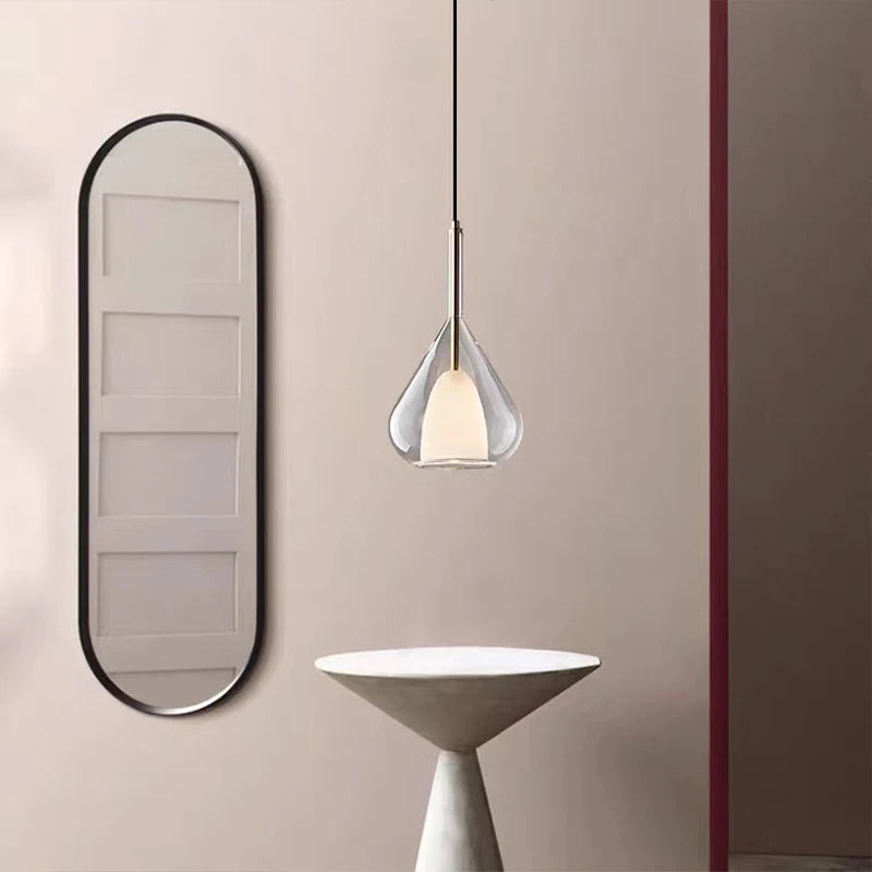 Suspension en verre lustre Led moderne lampe pendante de luxe cuisine salon chambre à côté de la lampe lustre en cristal - vue 5 sur 7
