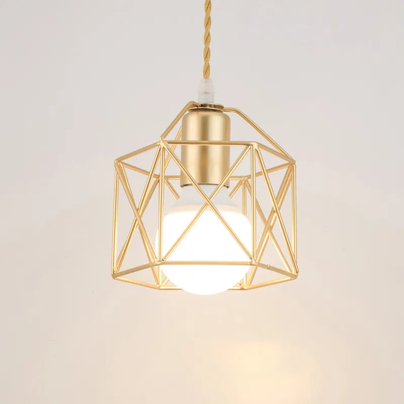 Suspension E27 lampe suspendue corps en fer éclairage intérieur Lustre allée chambre Vintage Loft cage en métal luminaire 110-240V
