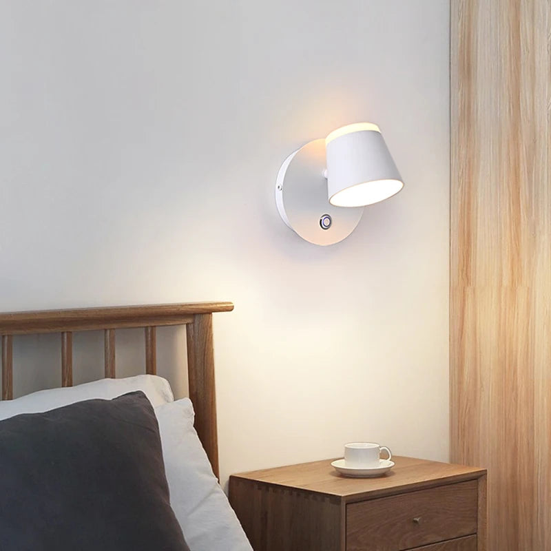 applique murale rotative nordique avec interrupteur lampe de lecture led réglable