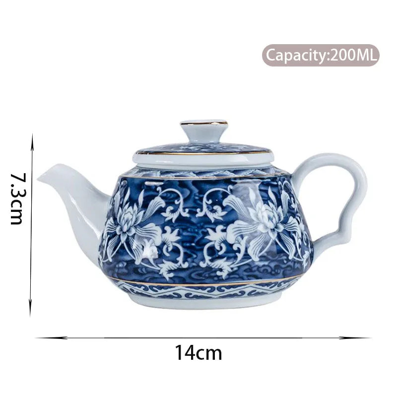 Théière chinoise 200ml artisanale porcelaine motif traditionnel portable - vue 7 sur 7
