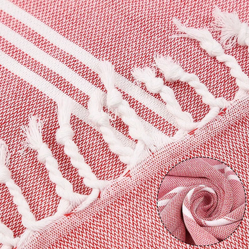 Serviette de plage turque coton franges rayures rapide