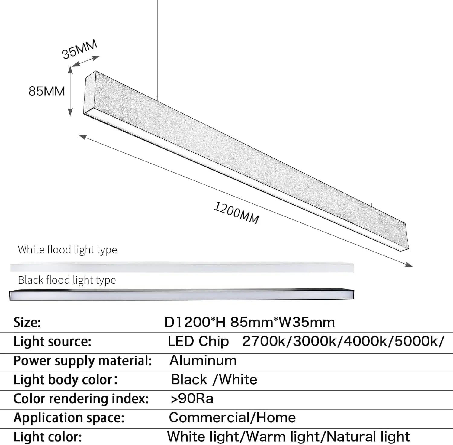 suspension led moderne pour bureau et salle à manger - vue 5 sur 8