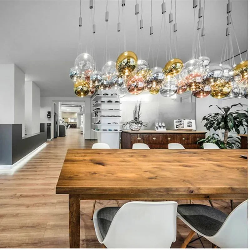 lustre nordique en verre avec suspension led pour décoration intérieure